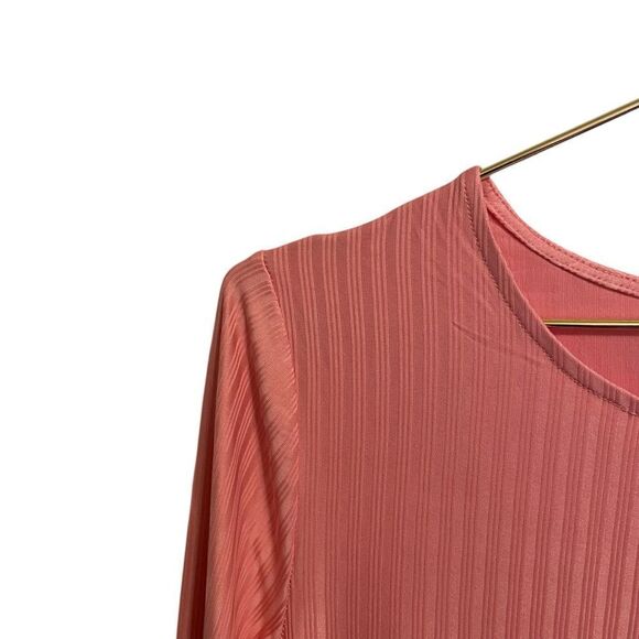 NSR Pink Ribbed Long Sleeve Midi Dress Size Large NWT - Picture 4 of 8